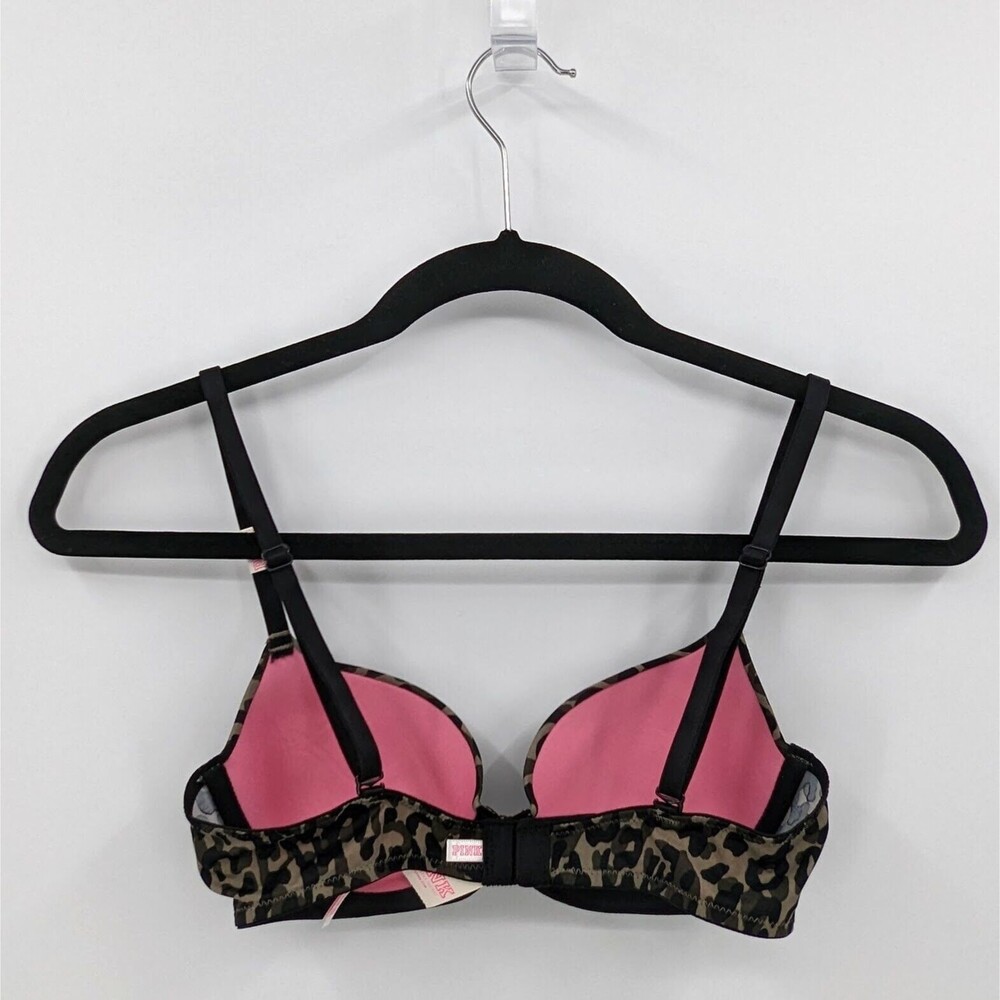 Victoria's Secret PINK Bra Women's 32A Green Black Camouflage Lightly Lined - Picture 2 of 7